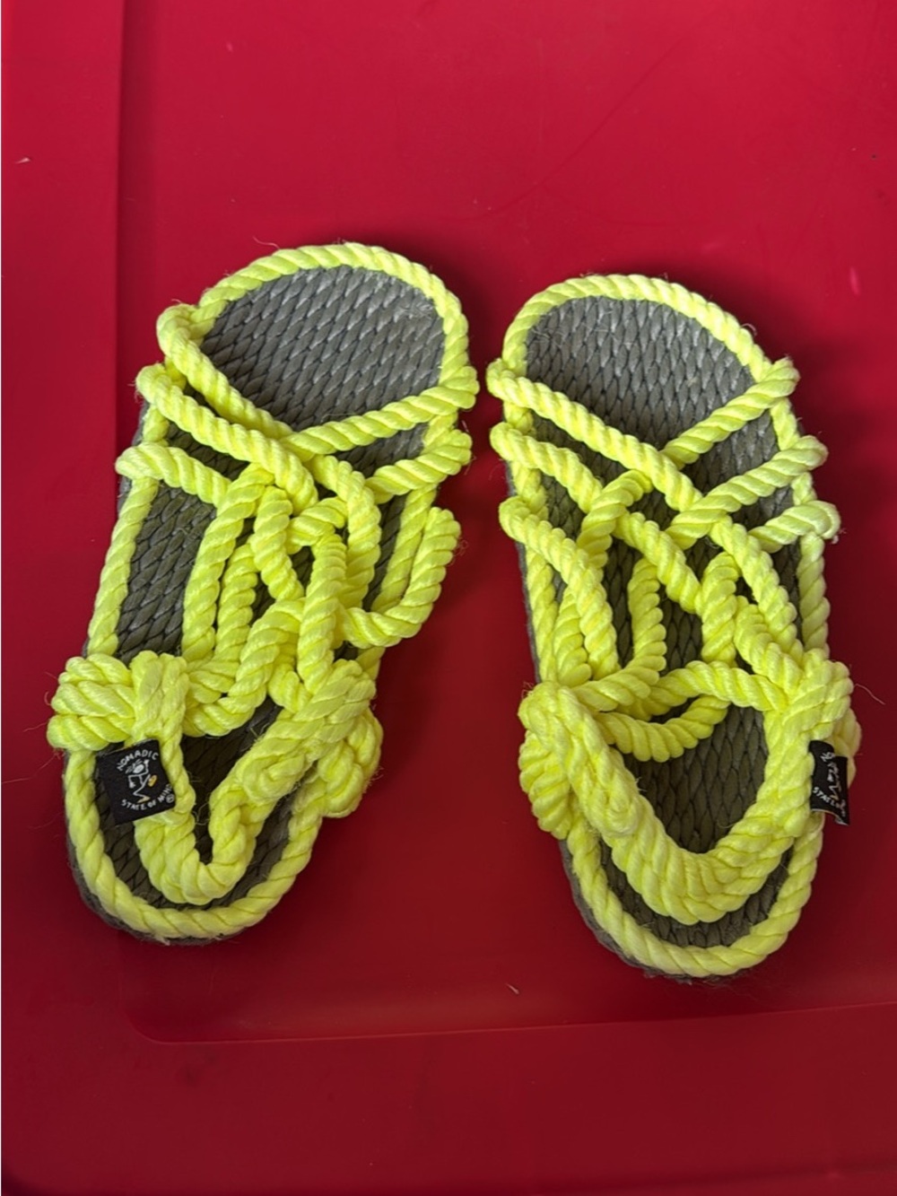 Kids Neon Yellow Rope Sandals - Braided Slip-On Summer Shoes